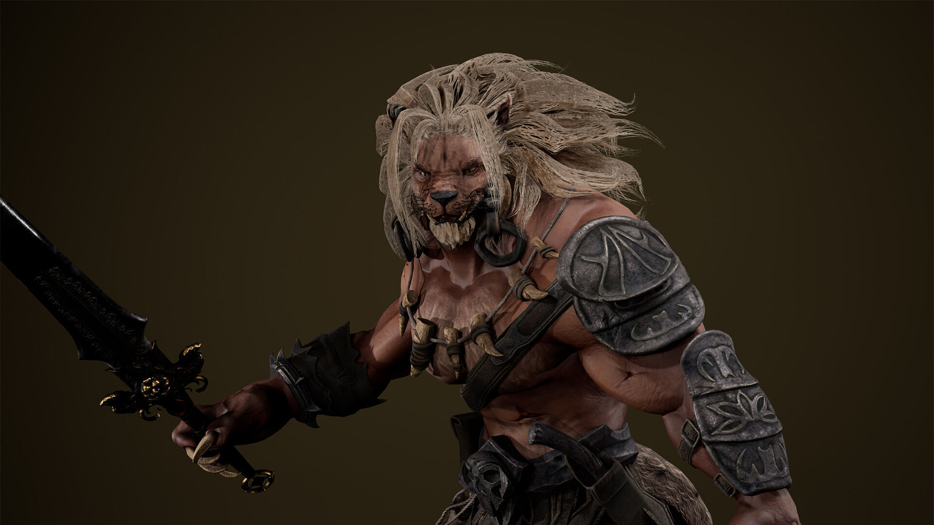 Lion Gladiator Low-poly 3D model_17