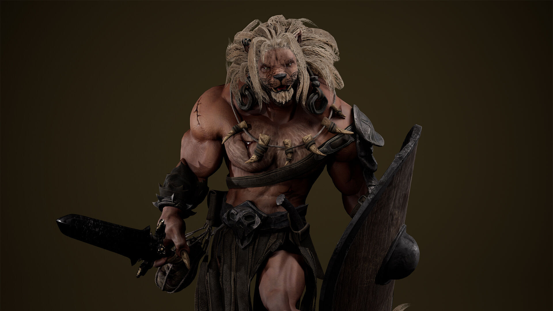 Lion Gladiator Low-poly 3D model_19