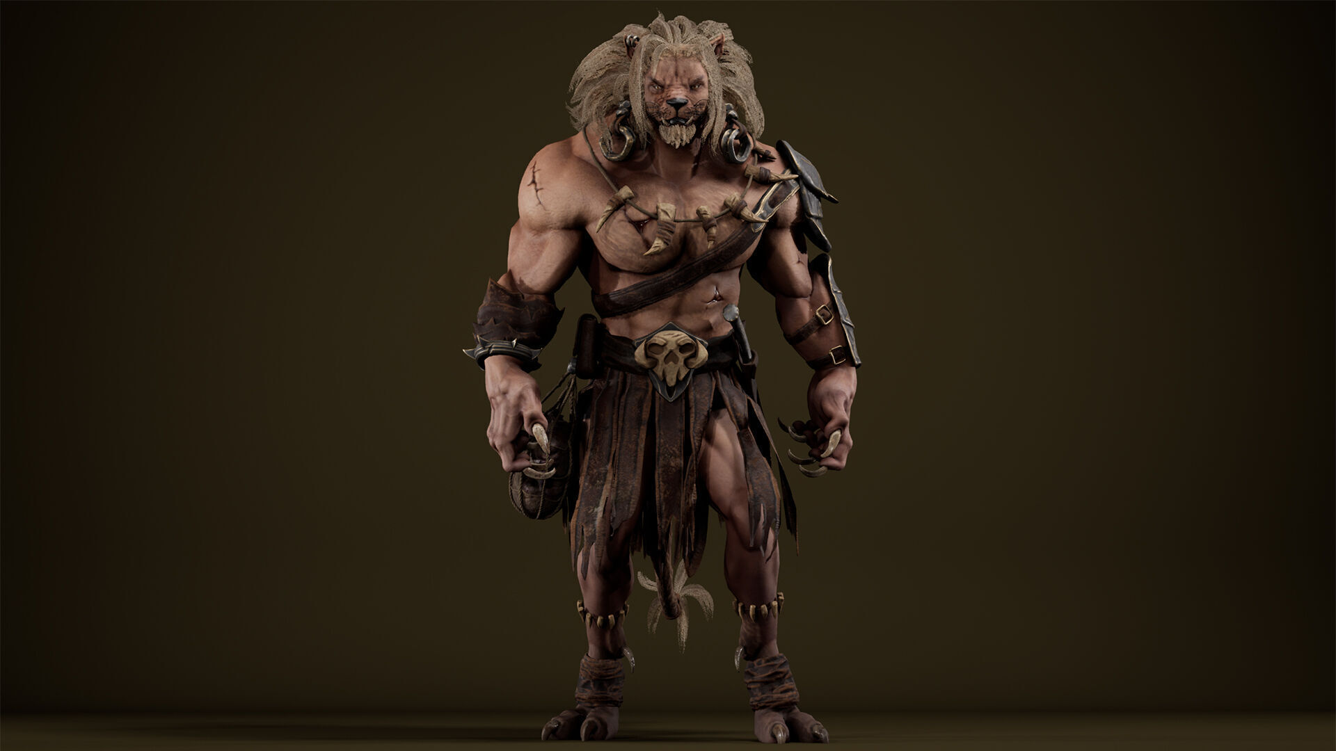 Lion Gladiator Low-poly 3D model_10