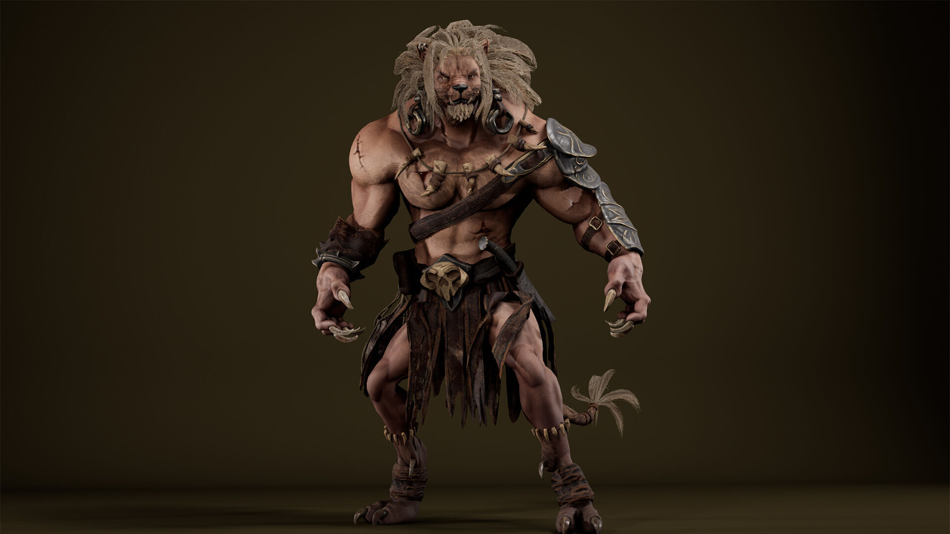 Lion Gladiator Low-poly 3D model_8