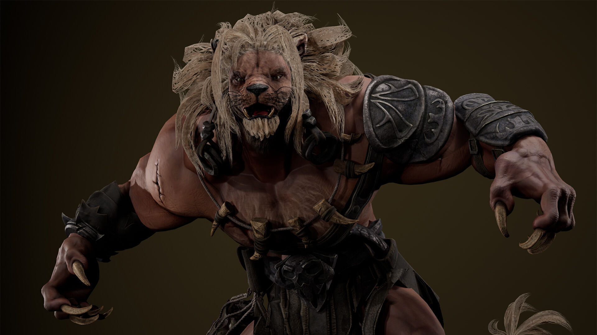 Lion Gladiator Low-poly 3D model_22