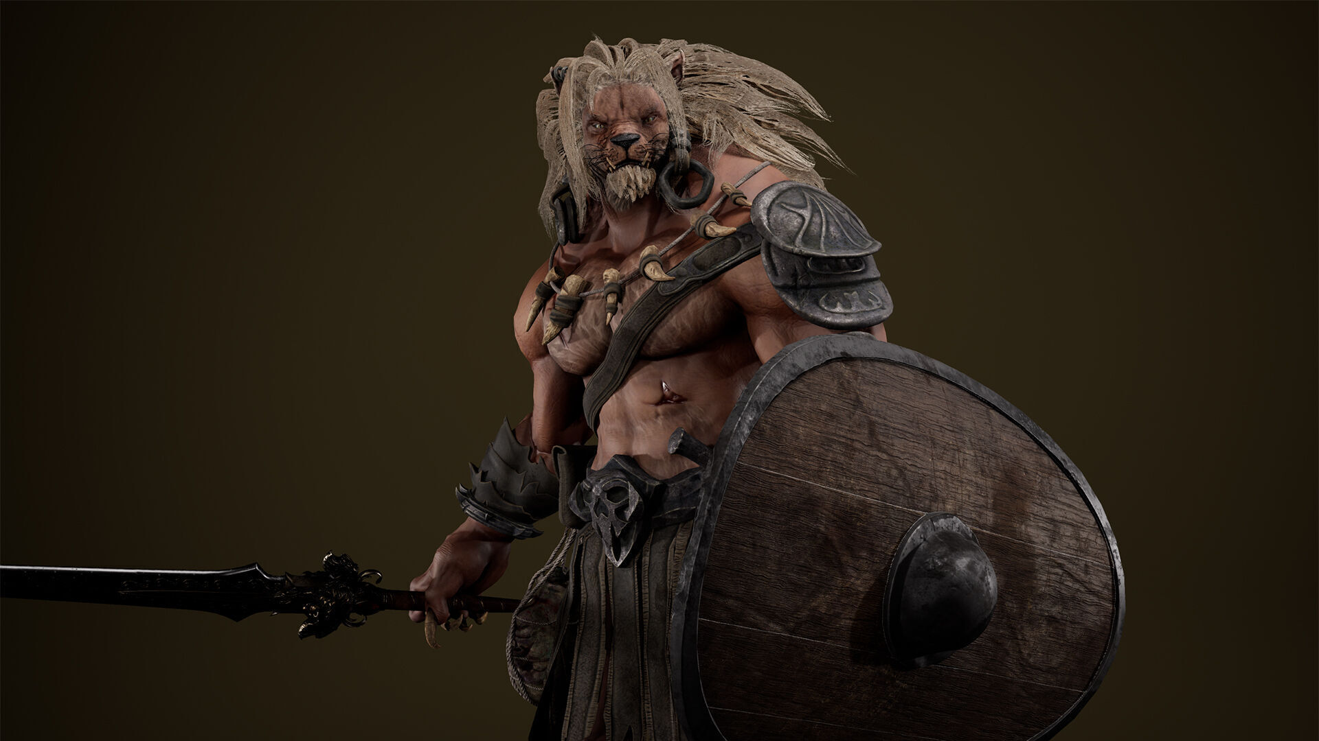 Lion Gladiator Low-poly 3D model_21
