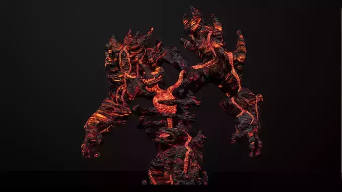 Magma golem low-poly game engine ready 3D model Low-poly 3D model