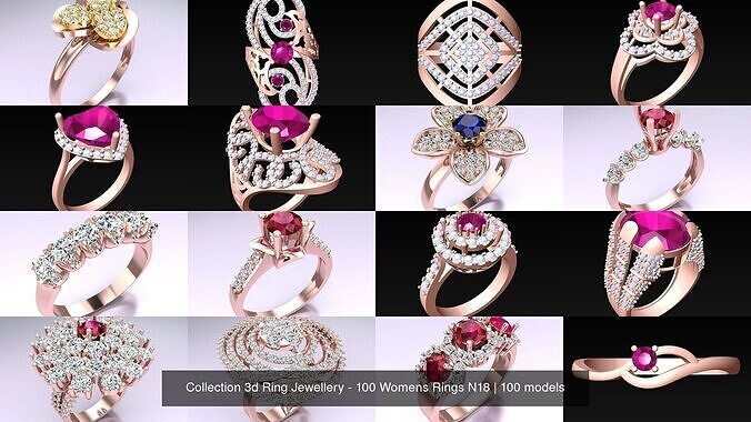 Collection 3d Ring Jewellery - 100 Womens Rings N18 