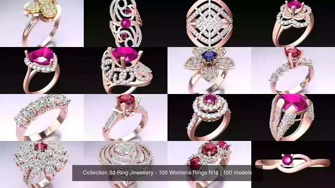Collection 3d Ring Jewellery - 100 Womens Rings N18