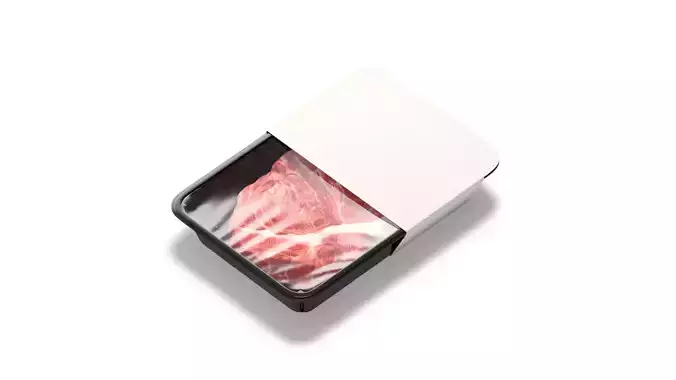 White Plastic Beef Pack With Label - fresh pork fillet container