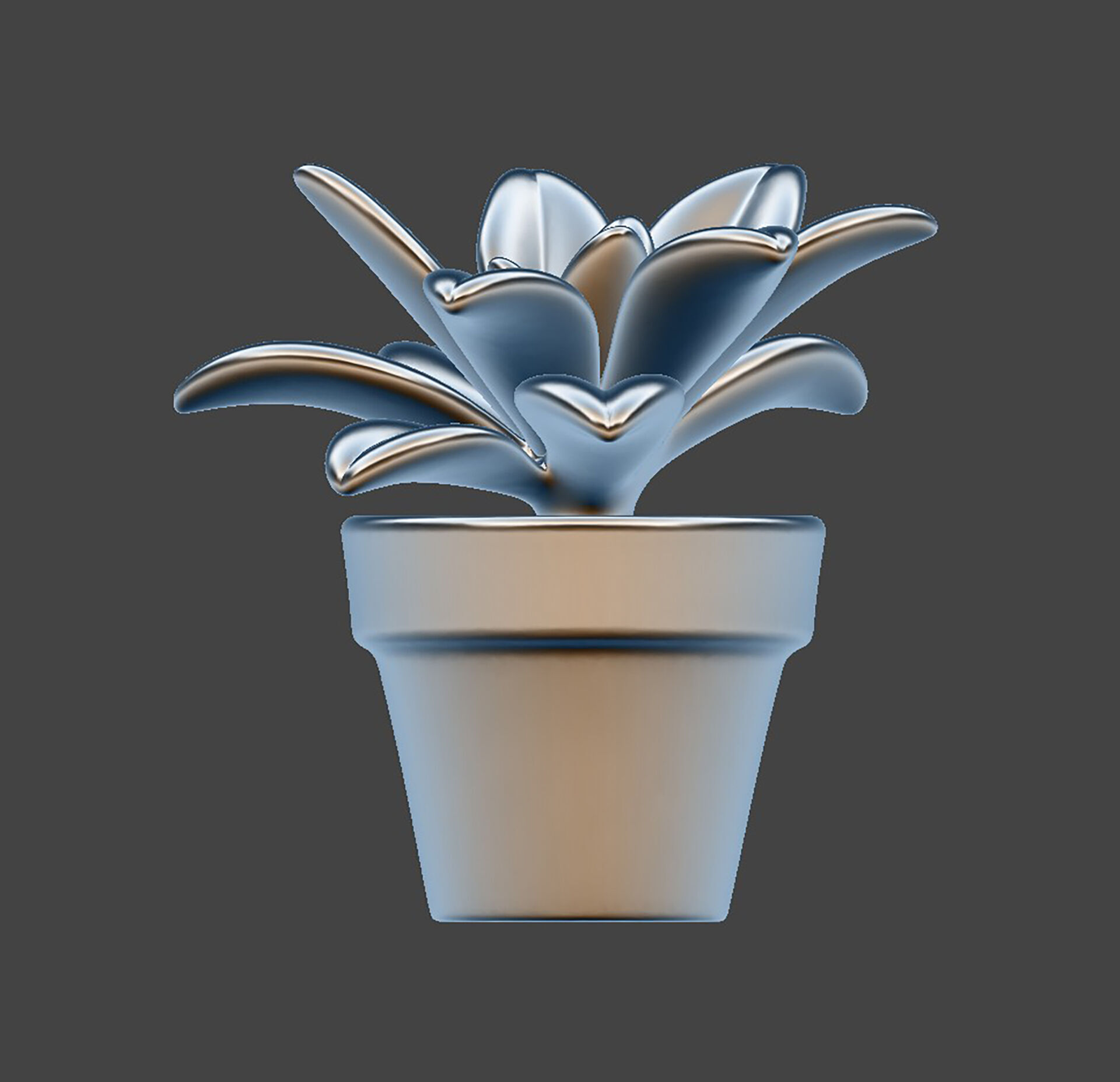 Succulent Plant in Pot 3D Printable Decorative Model 3D print model_1
