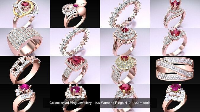 Collection 3d Ring Jewellery - 100 Womens Rings N19 