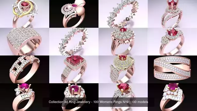 Collection 3d Ring Jewellery - 100 Womens Rings N19