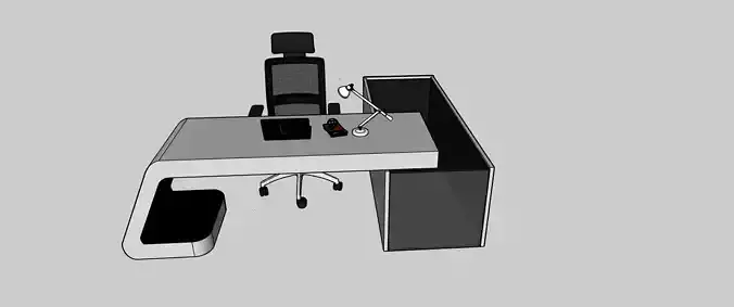  L-Shape Office Table 3D Model 3D model