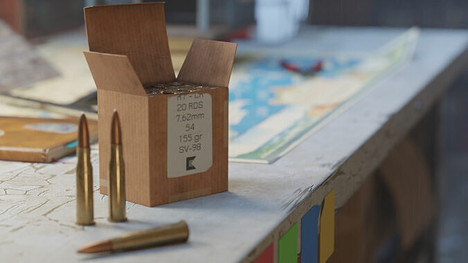 Bullets 7point62mm Ammo Box Low-poly 3D model