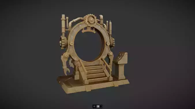 Steampunk-style mechanical portal gate