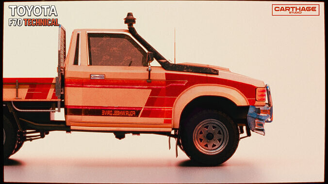 Toyota F70 Technical pickup Low-poly 3D model 7