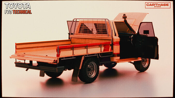 Toyota F70 Technical pickup Low-poly 3D model 4