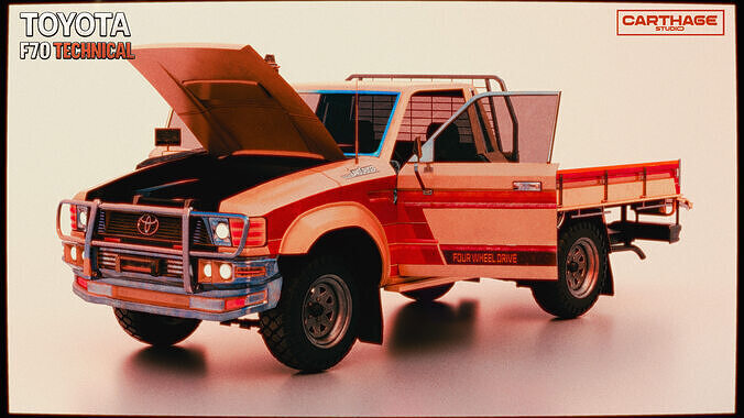 Toyota F70 Technical pickup Low-poly 3D model 2