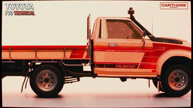 Toyota F70 Technical pickup Low-poly 3D model 6