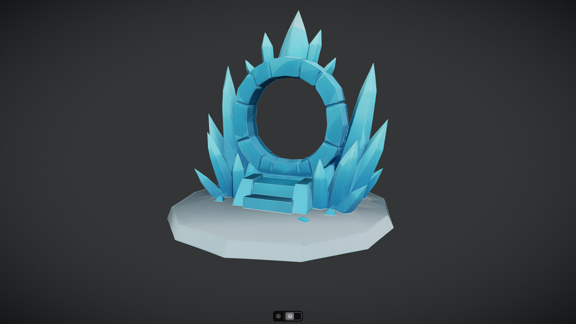icy crystal portal with stairs 3D model_2