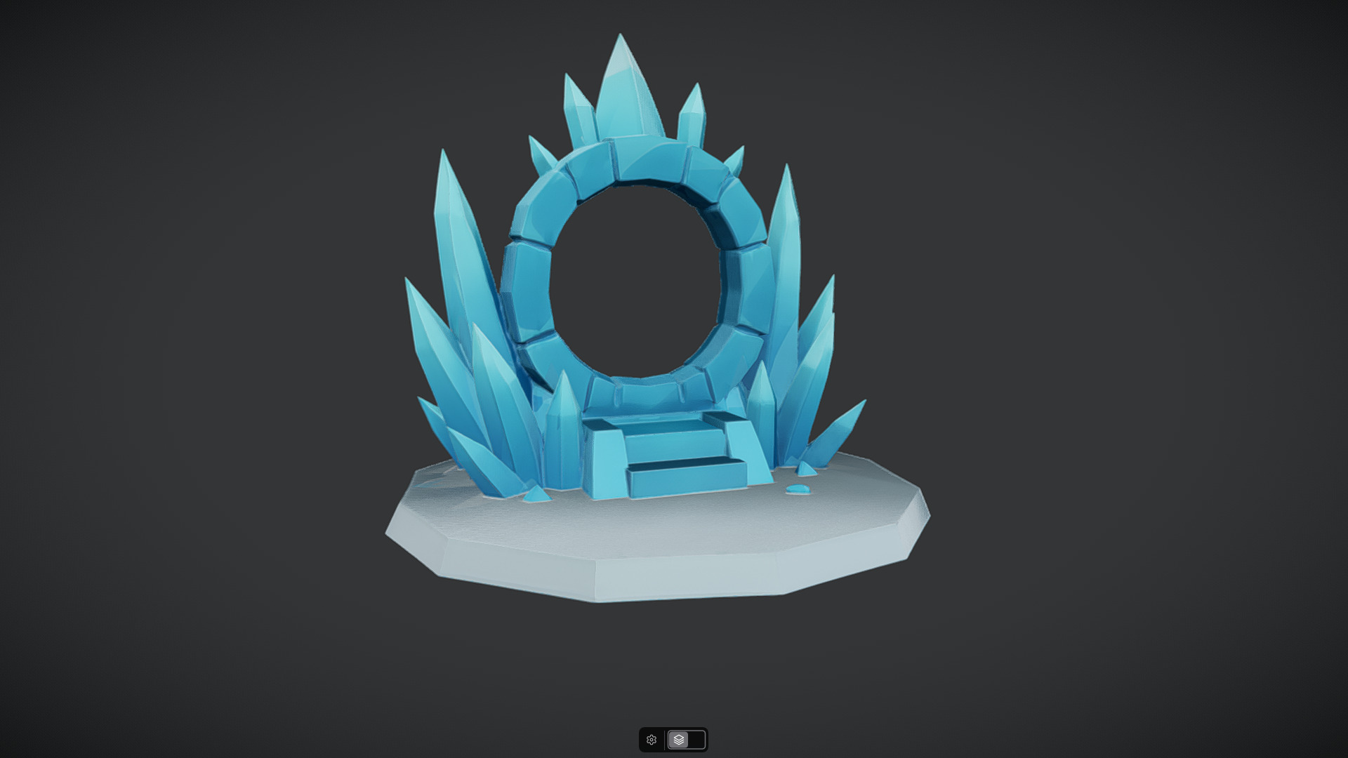icy crystal portal with stairs 3D model_3