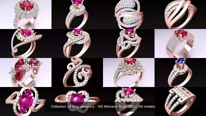 Collection 3d Ring Jewellery - 100 Womens Rings N20 Collection 3d Ring Jewellery - 100 Womens Rings N20