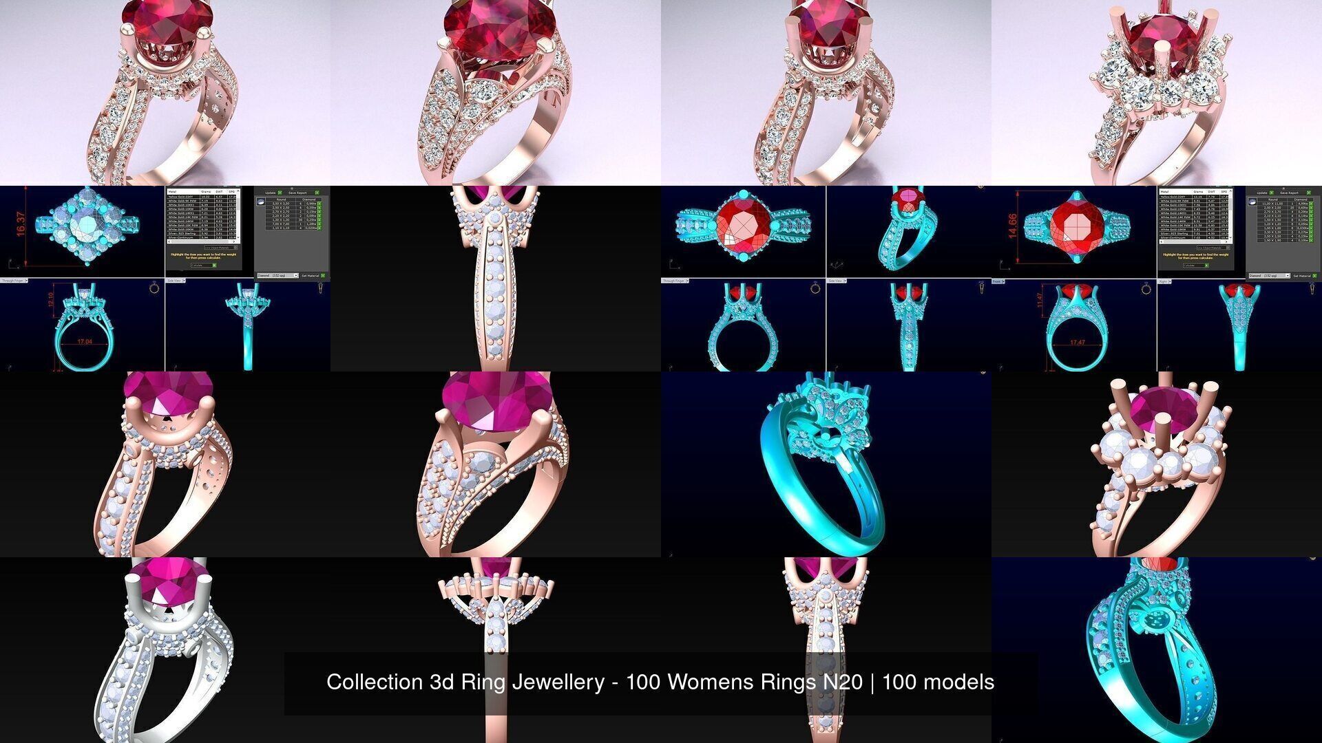 Collection 3d Ring Jewellery - 100 Womens Rings N20 _12