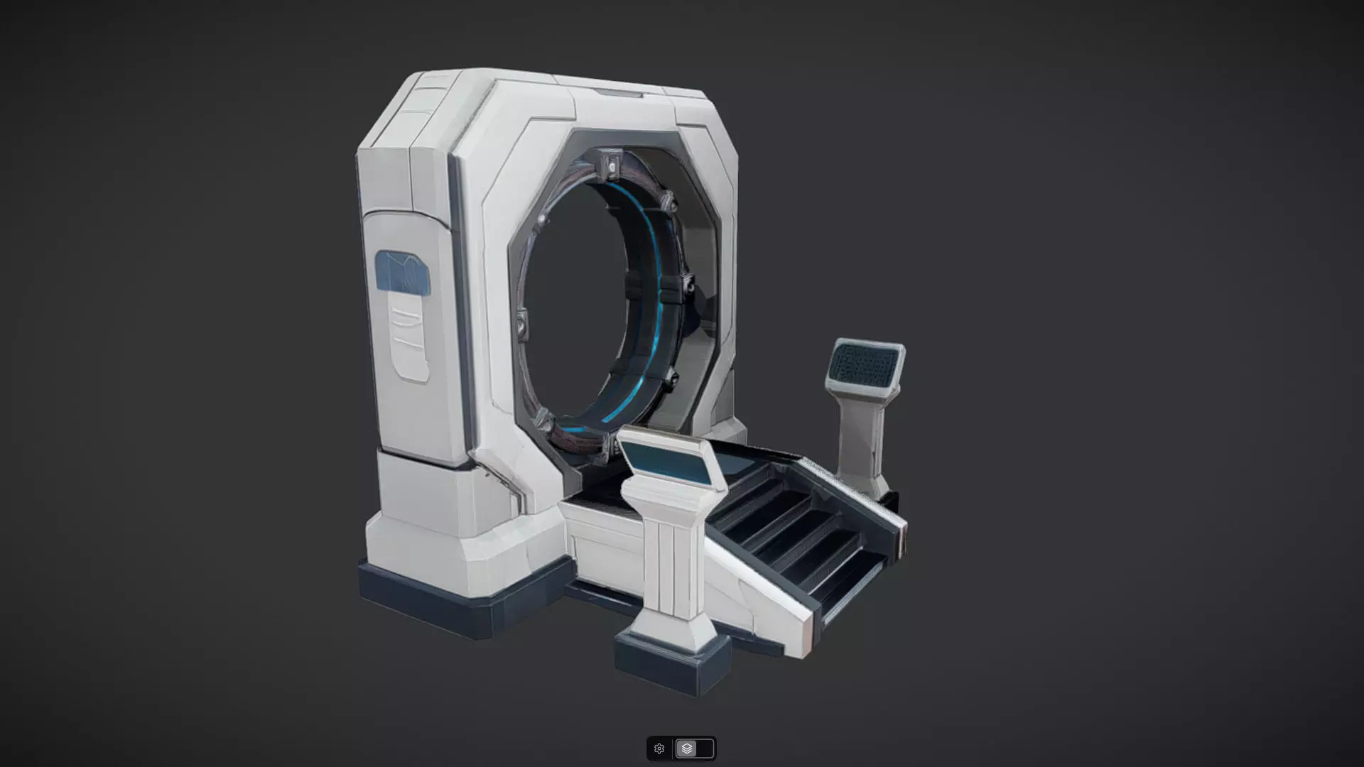futuristic sci-fi portal with control panel 3D model