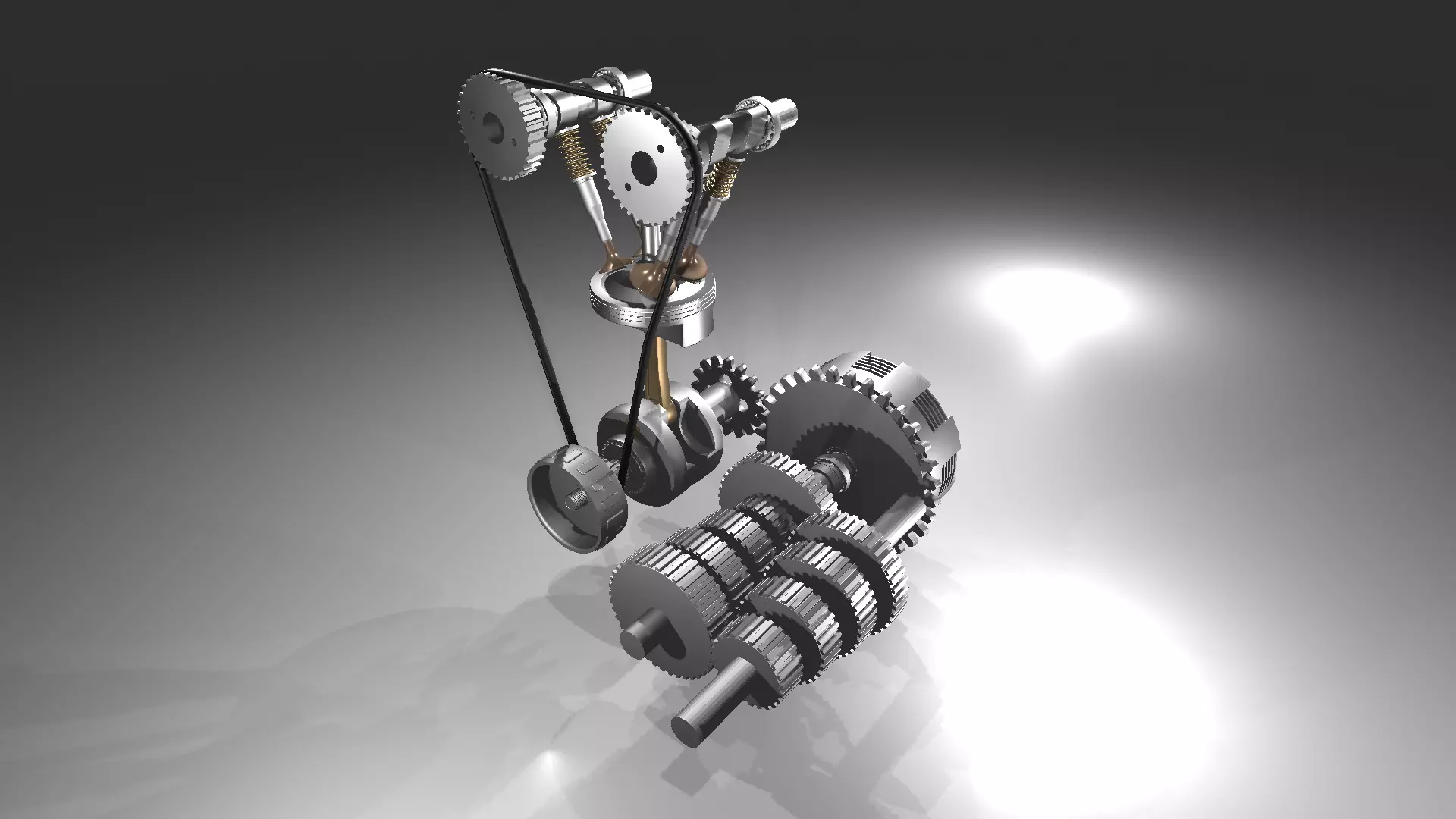 motorcycle engine cutaway model 3D 3D model_0