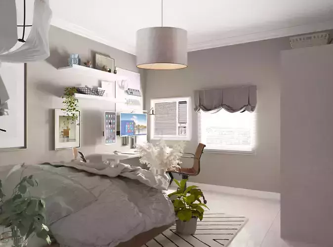 Youth Bedroom Interior with IKEA Furniture Study Desk 