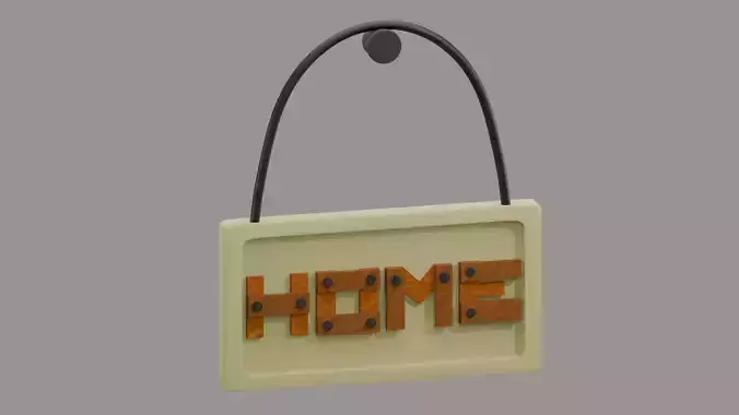 3D Wood Sign HOME - Free  Free low-poly 3D model