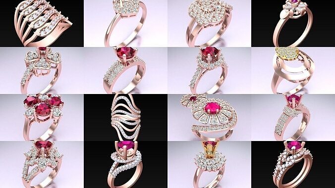 Collection 3d Ring Jewellery - 100 Womens Rings N21 