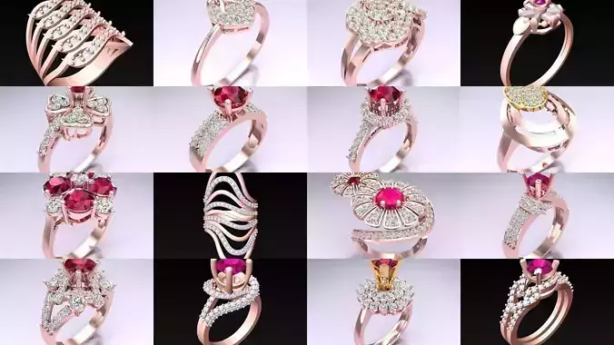 Collection 3d Ring Jewellery - 100 Womens Rings N21