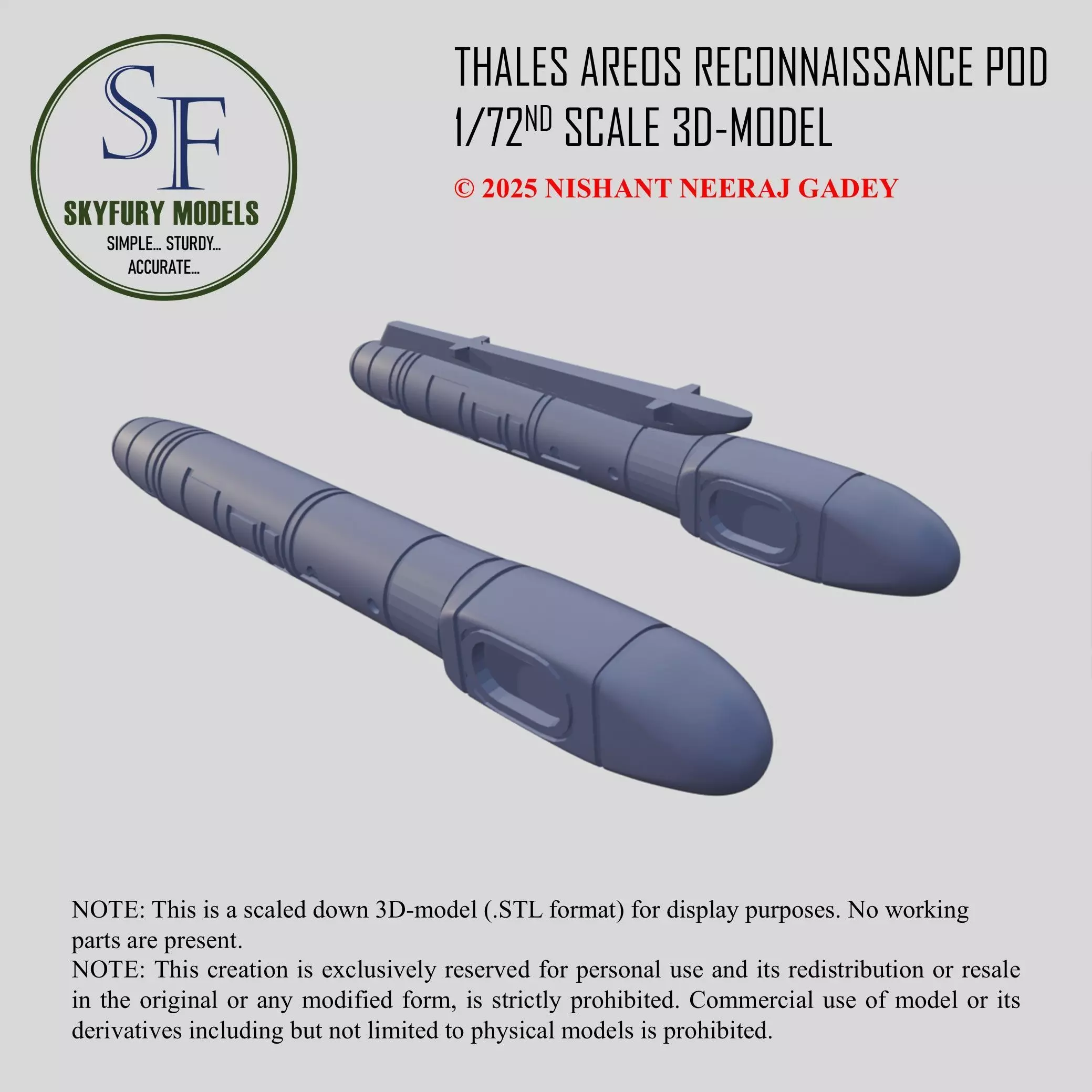 1-72 SCALE THALES AREOS POD 3D-MODEL KIT 3D print model