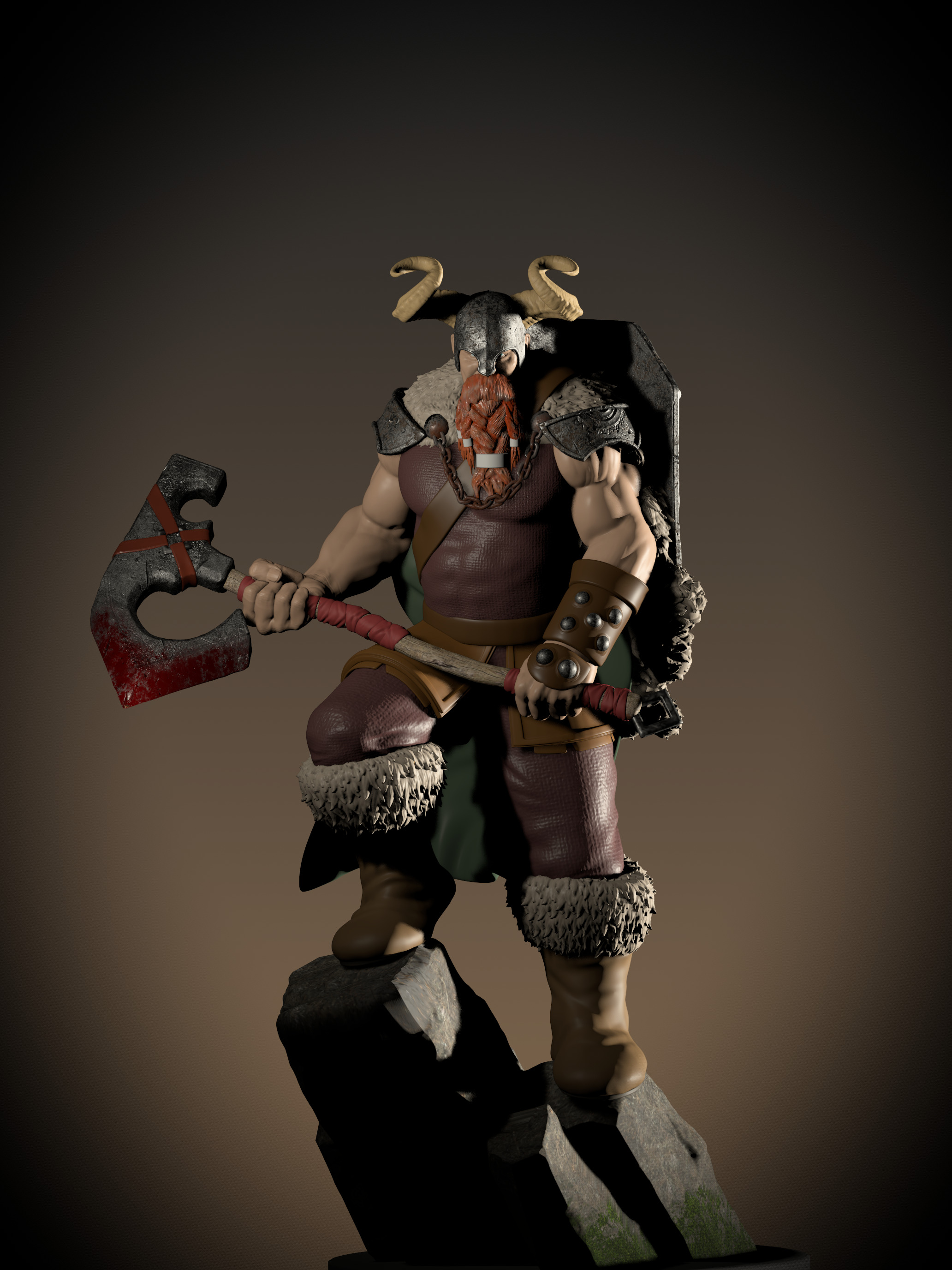 Stylized Viking and Warrior Axe 3D print model_4
