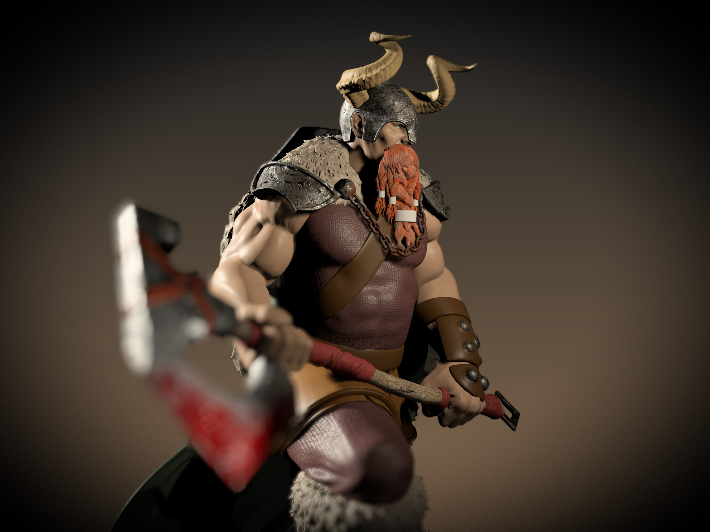 Stylized Viking and Warrior Axe 3D print model_7