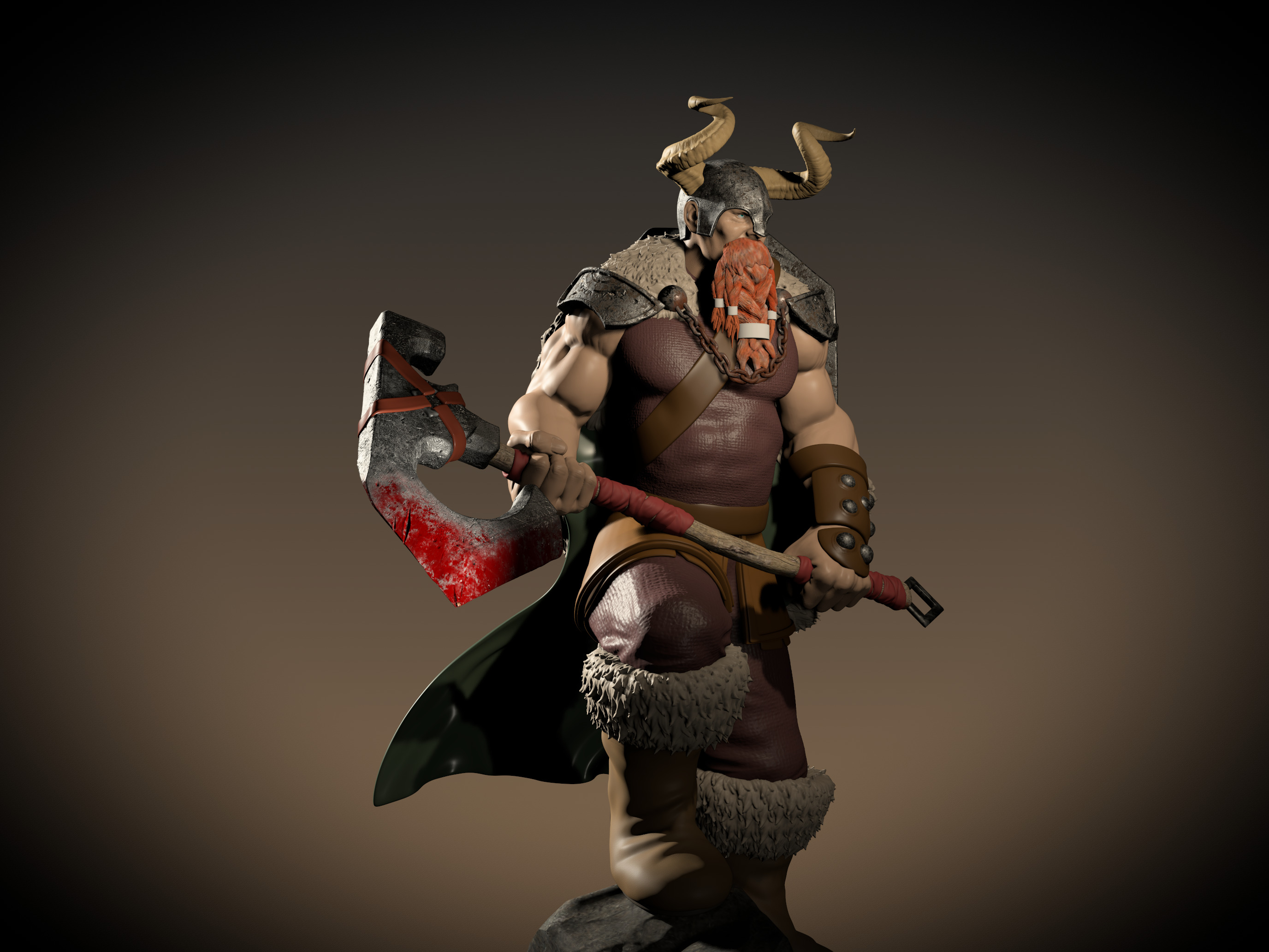 Stylized Viking and Warrior Axe 3D print model_5