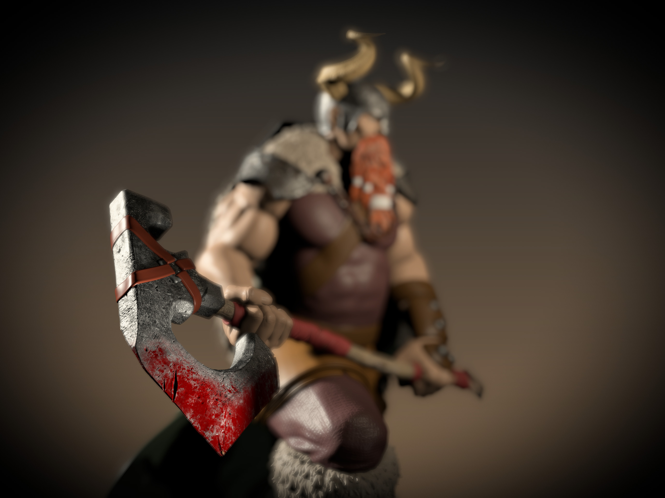 Stylized Viking and Warrior Axe 3D print model_6