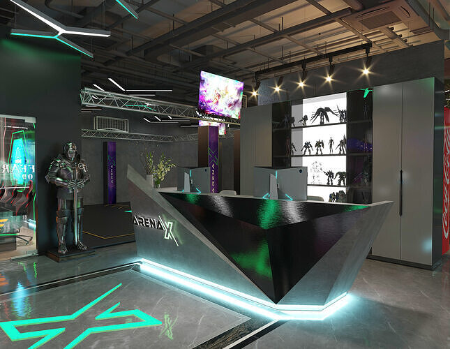 Roam Arena Interior VR Gaming Stations Escape Boxes 3D model