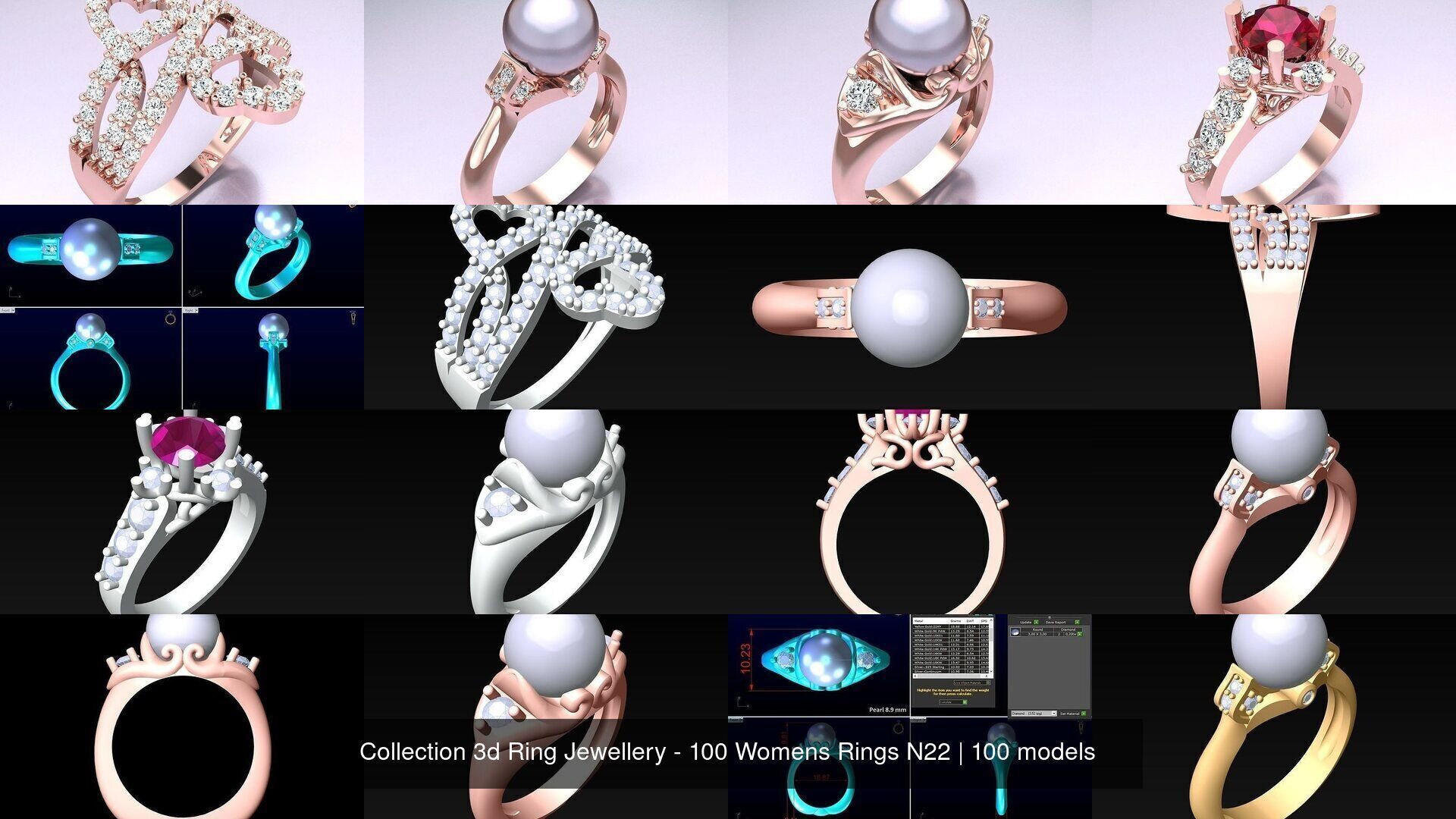 Collection 3d Ring Jewellery - 100 Womens Rings N22 _12
