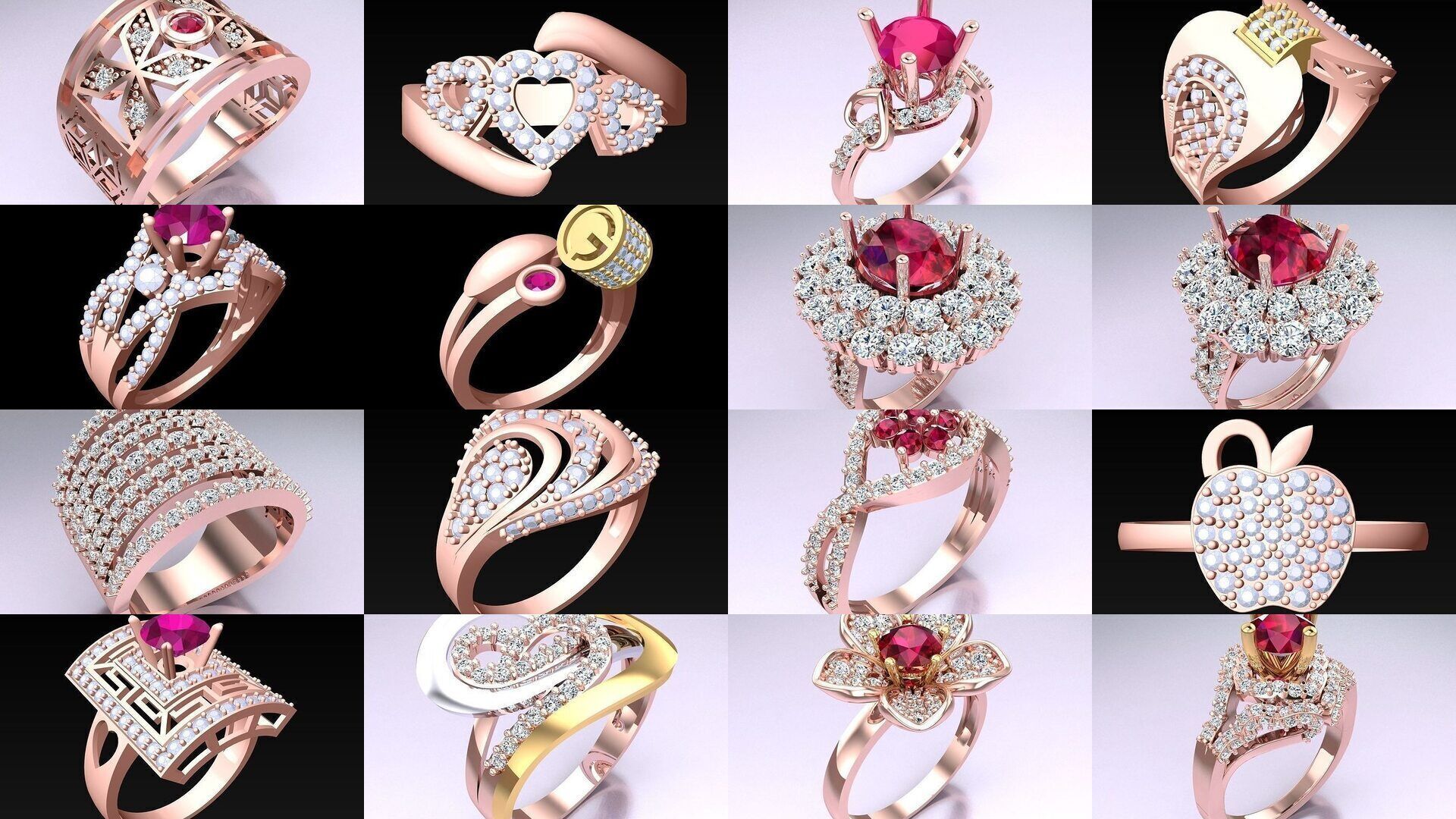 Collection 3d Ring Jewellery - 100 Womens Rings N22 _9