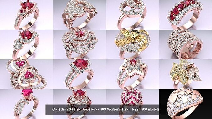 Collection 3d Ring Jewellery - 100 Womens Rings N22 