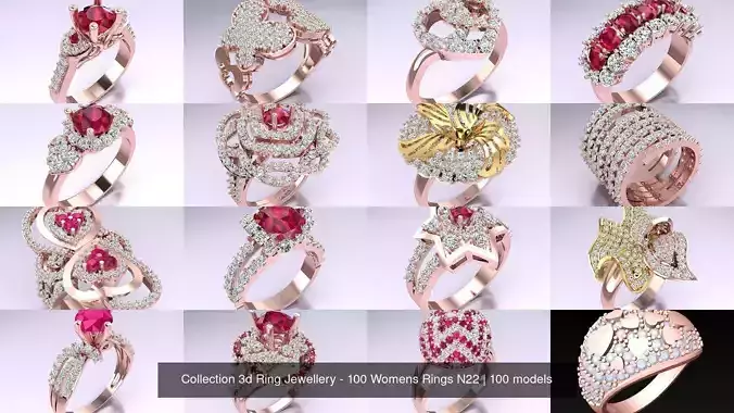 Collection 3d Ring Jewellery - 100 Womens Rings N22 