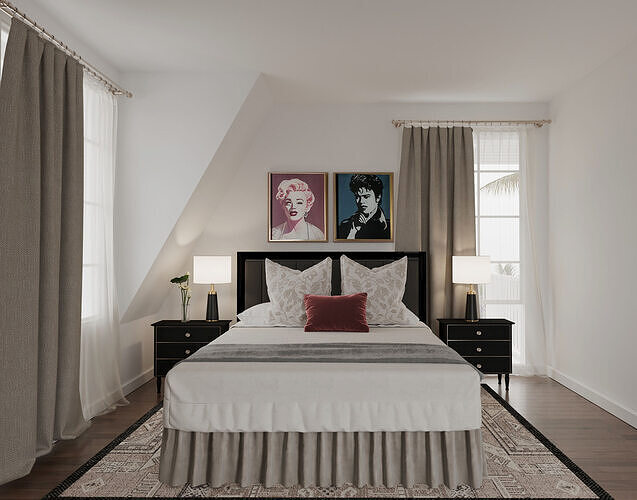 Luxury Four-Bedroom Interior High-End Furniture from Real Stores 3D model 7
