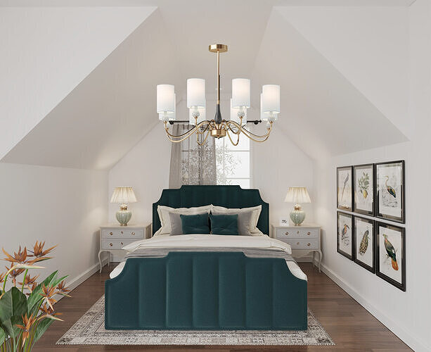Luxury Four-Bedroom Interior High-End Furniture from Real Stores 3D model 5