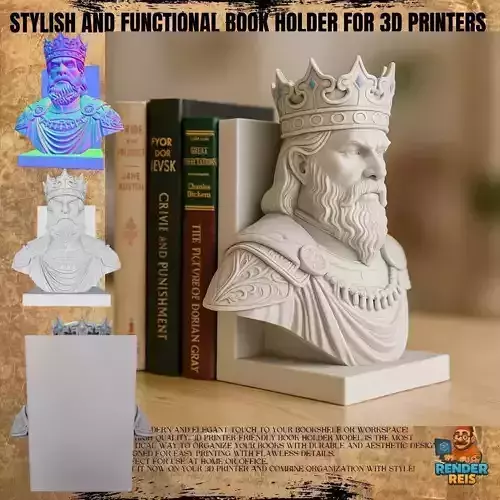 Medieval King Bust  Bookend 3D Printable Decorative Model