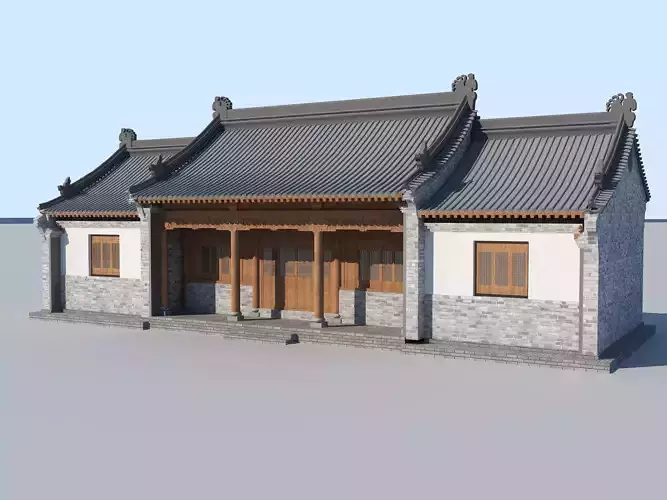 Chinese ancient architecture Low-poly 3D model