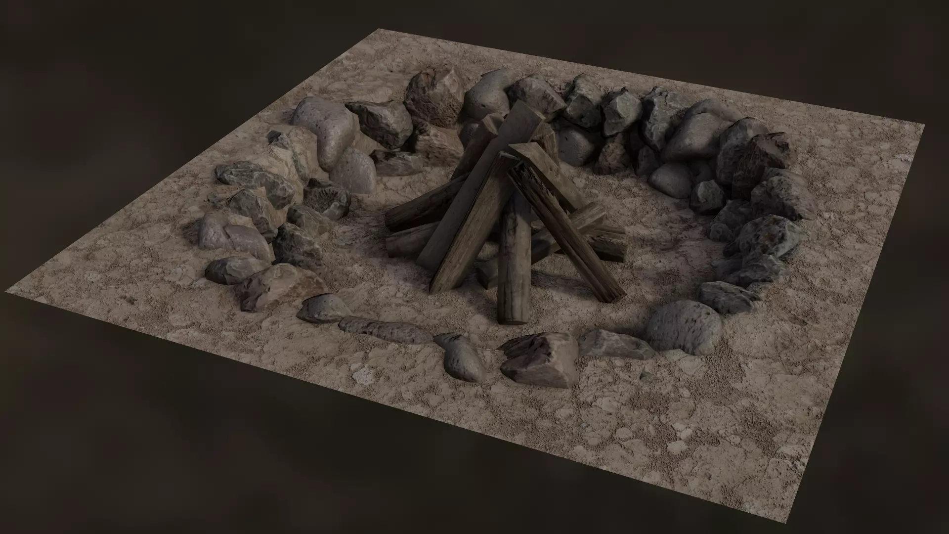 Fire Pit Low-poly 3D model