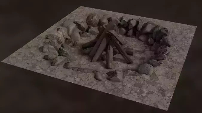 Fire Pit Low-poly 3D model