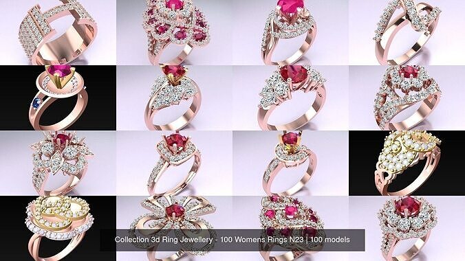 Collection 3d Ring Jewellery - 100 Womens Rings N23 