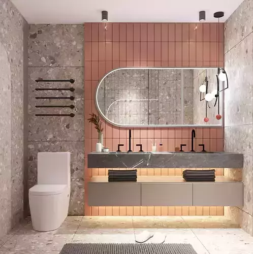 Colorful Modern Bathroom Interior Scene Vibrant Design