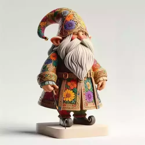 1041Fairy Tale Gnome Color Full Body Figurine on Base