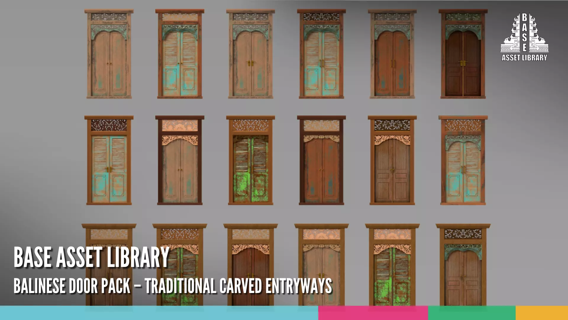 Balinese Door Pack Traditional Carved Entryways 3D model
